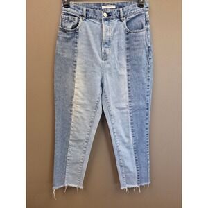 PacSun 29 Two Tone High Waisted Button Fly Straight Leg Jeans Blue 100% Cotton
